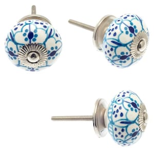 Handbemalte Keramik Schrank Knöpfe: Hellblau Crackle, Flecken, Streifen - Set von 8 Bild 8