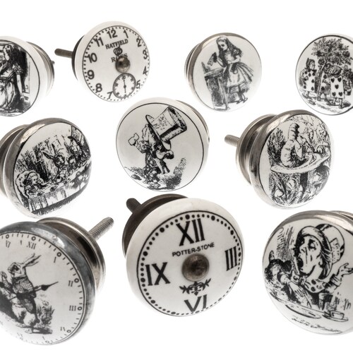 Door Knobs in Ceramic Exclusive 'alice in Wonderland' Etsy