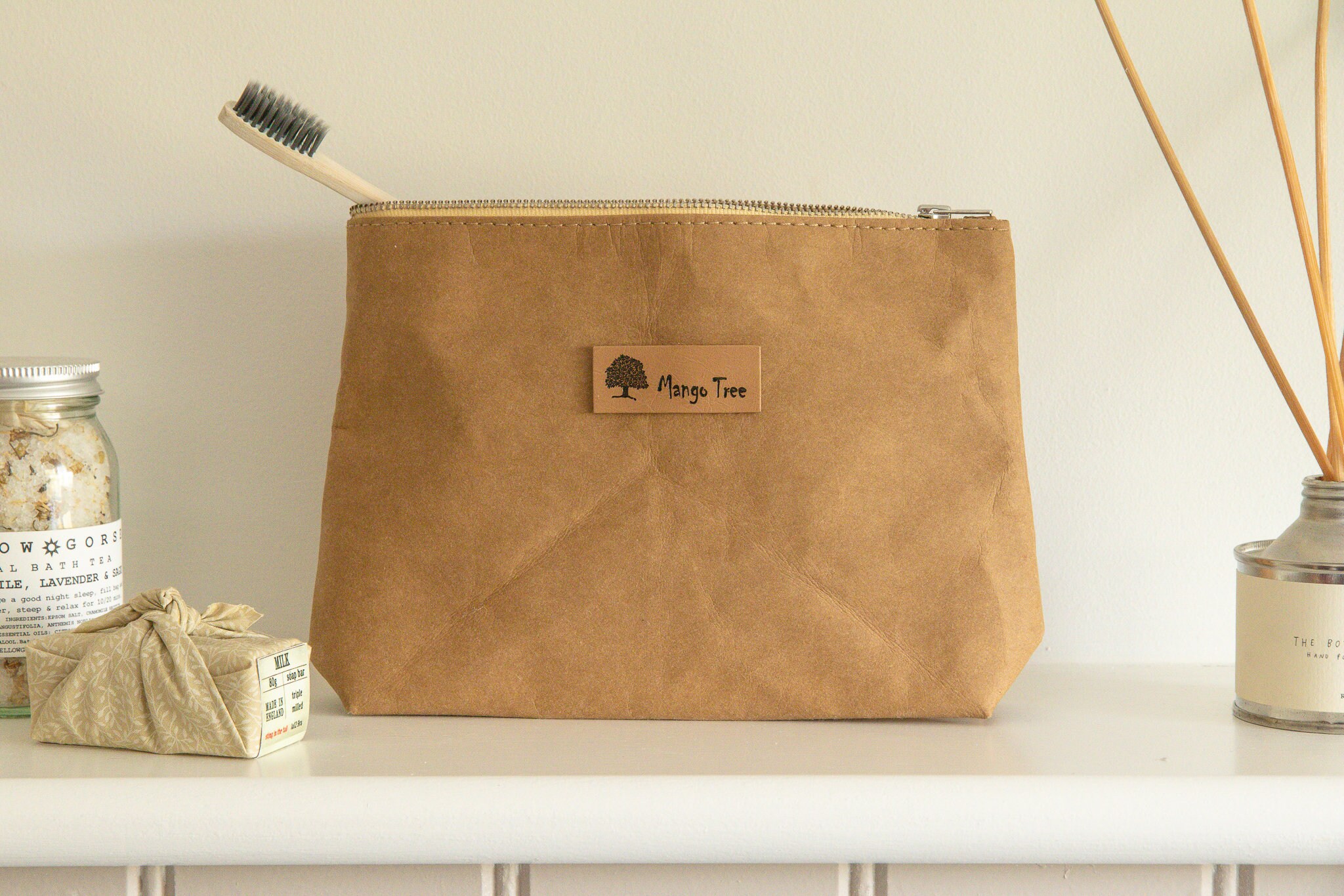 Cosmetic Bag Wash Bag Washable Kraft Paper Zipper Pouch Make | Etsy UK