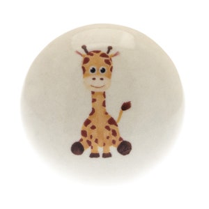 Door Knobs Greens, Yellows, Oranges, Hand Painted Ceramic Designs Cupboard Kitchen Cabinet Drawer Pulls for Cupboards, Dressers and Cabinets 55.Nursery Giraffe