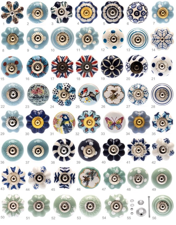 Keramik Türknöpfe blau Türkis Mint Greeen Vintage Vögel | Etsy