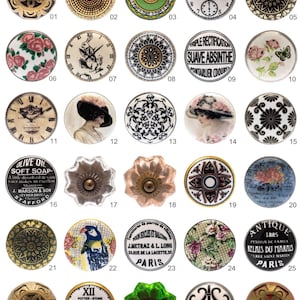 Ceramiczne klamki czarny, biały, kość słoniowa, złoty Vintage Różne ręcznie malowane wzory Szafka Szafka kuchenna ciągnie szuflady