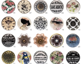 Hand Painted Ceramic Cupboard Knobs – Vintage Style Drawer Pulls, Shabby Chic Patterns