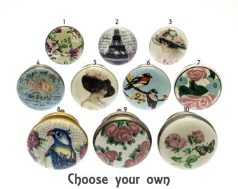Vintage Floral Ceramic Cupboard Knobs: Shabby Chic Furniture Pulls