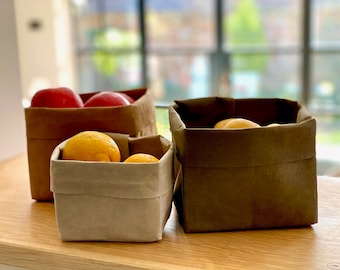 Kraft Paper Storage Bag Washable - Eco-Friendly Vegan Basket