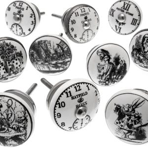 Alice in Wonderland Ceramic Door Knobs - Set of 10