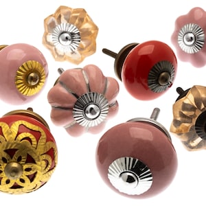 Ceramic Flower Cabinet Knobs - Vintage Style Dresser Drawer Pulls - Boho Furniture Hardware