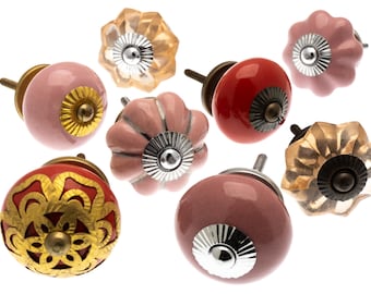 Ceramic Flower Cabinet Knobs - Vintage Style Dresser Drawer Pulls - Boho Furniture Hardware