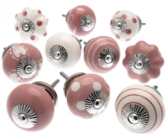 Rosa Keramik Knäufe - Dekorative Knäufe, Knäufe, Knäufe, Möbelgriffe, Möbelbeschläge