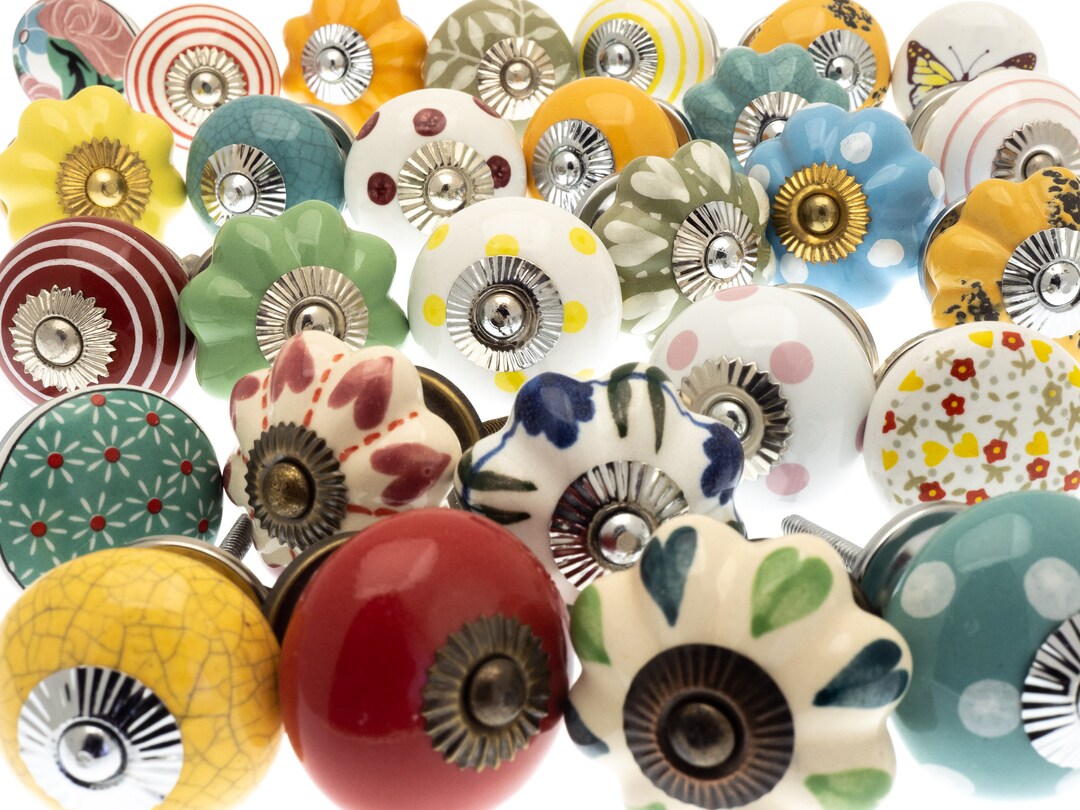 Cupboard Door Knobs Hand Painted Bright Colours (set of 20) - Etsy