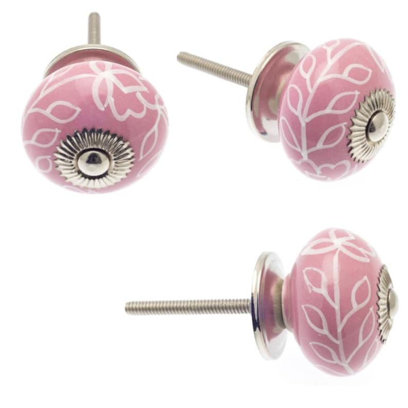Kastknoppen Handgeschilderde keramische keukenladedeurkruk Exclusief ontworpen handgeschilderde pastelroze, groene en crèmekleurige tinten set van 8 afbeelding 9