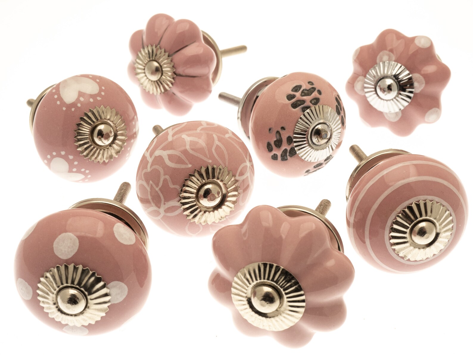 Rosa und weiße Keramik Schrankknöpfe in handbemalten Herzen | Etsy