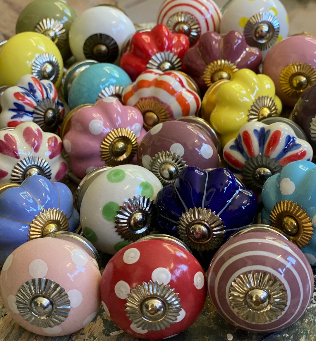 Ceramic Door Cupboard Knobs Hand Painted Patterns and Multi - Etsy