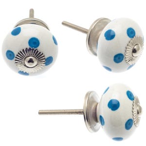 Handbemalte Keramik Schrank Knöpfe: Hellblau Crackle, Flecken, Streifen - Set von 8 Bild 7