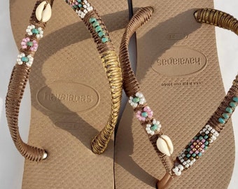 Sandálias para Mulheres, Sandálias Boho, Sandálias de Chinelo, Chinelos para Mulheres, Sandálias Boho, Sandálias de Praia, Sandálias com Miçangas, Havaianas, Únicas