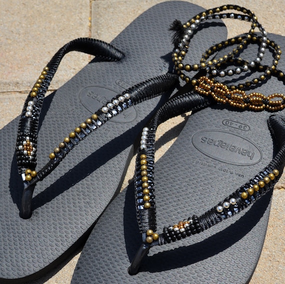 beaded flip flop sandals