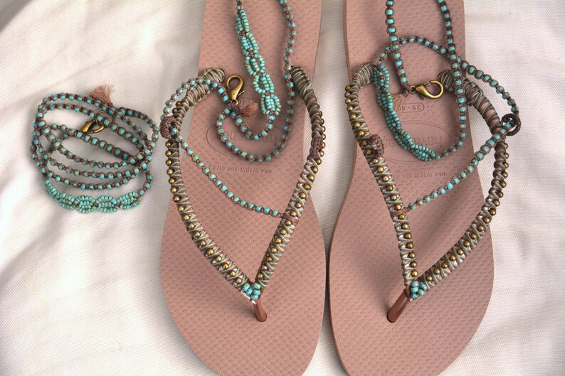 Flip Flops Bohemian Sandals Rose Gold Havaianas Sandals & | Etsy