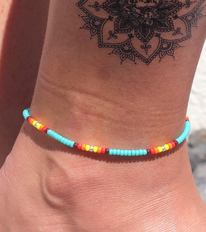 Turquoise Anklet Turquoise Ankle Bracelet Native American Anklet Bohemian Anklet for Women Beach Anklet Boho Anklet Beaded Anklet