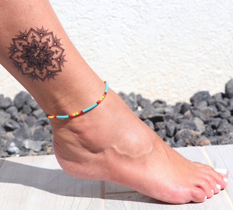 Turquoise Anklet Turquoise Ankle Bracelet Native American Anklet Bohemian Anklet for Women Beach Anklet Boho Anklet Beaded Anklet