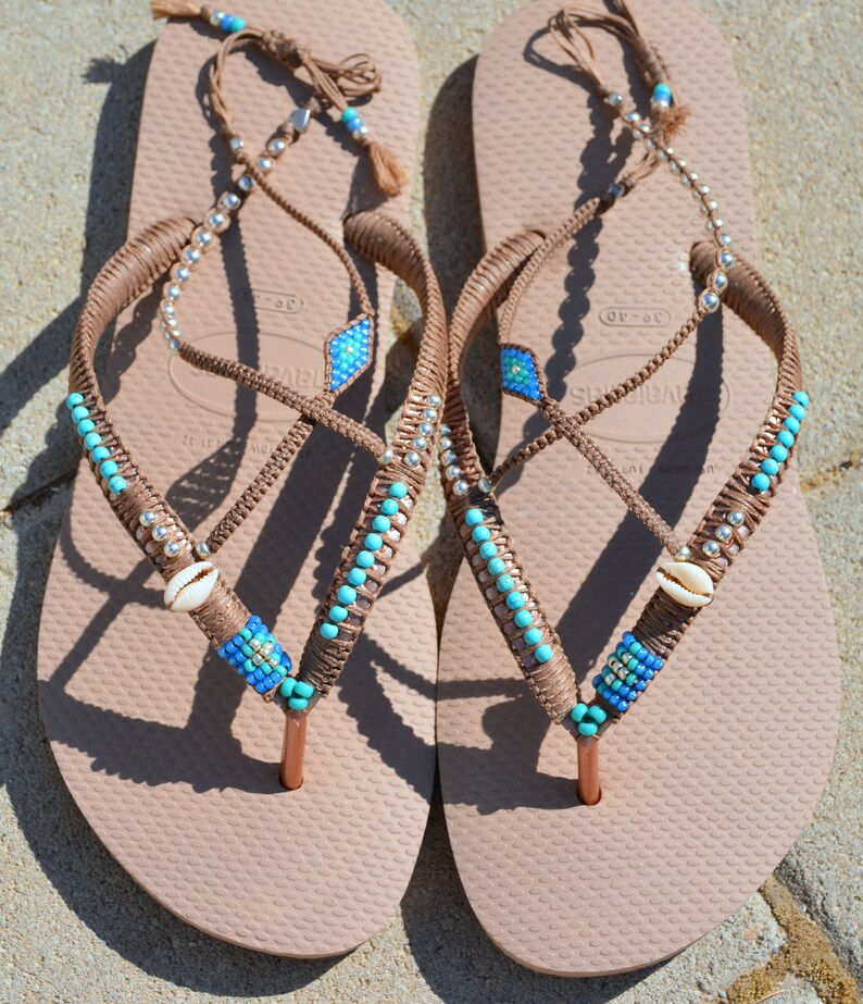 Sandals Boho Sandals Flip Flops Bohemian Shoes Summer | Etsy