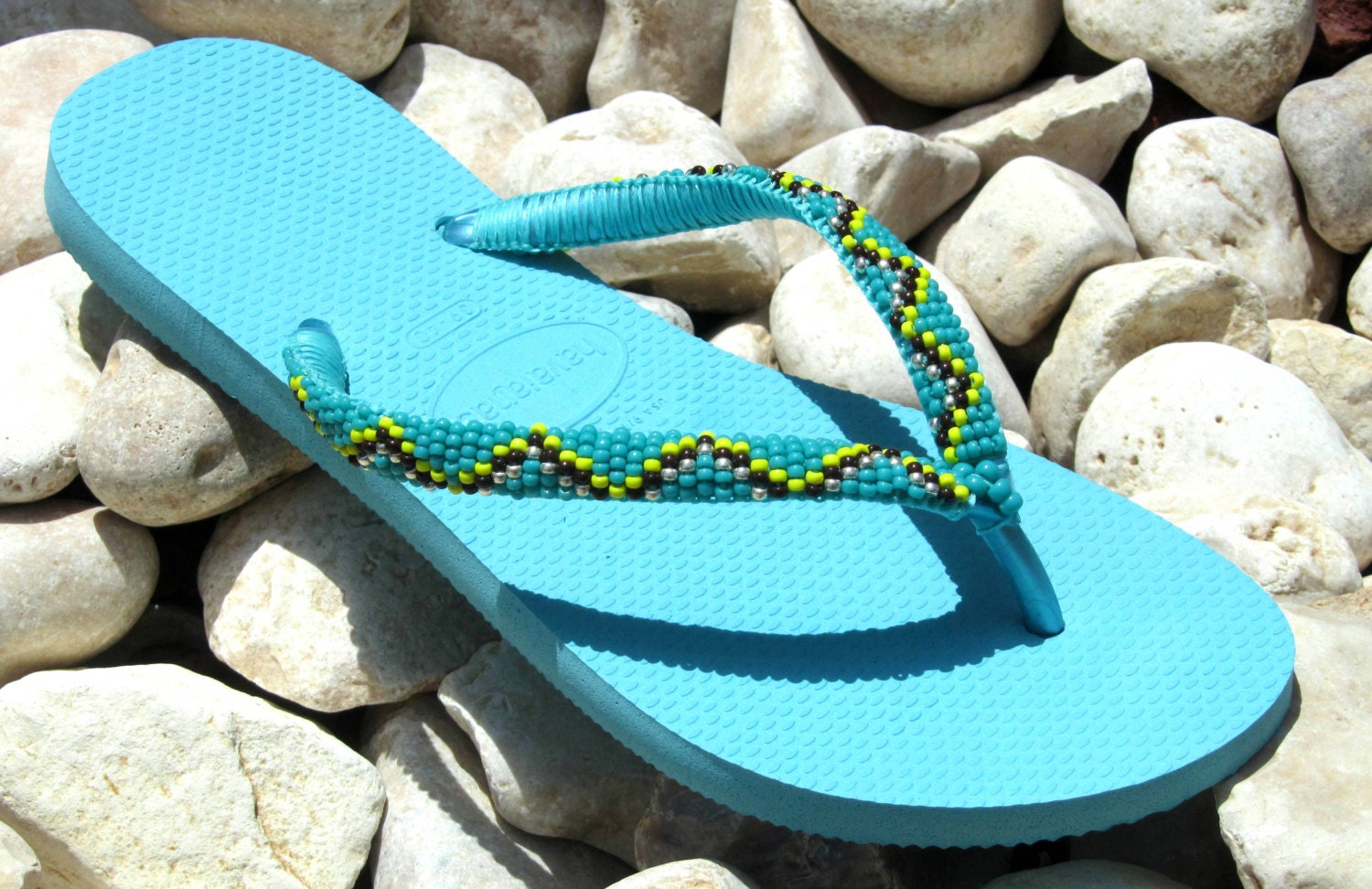 turquoise flip flops sandals