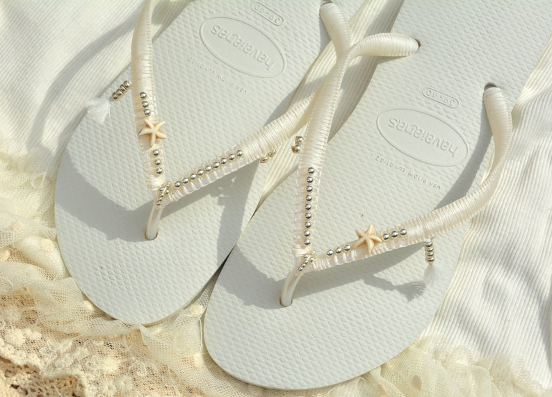 Boho Wedding Dress Sandals Wedding Flip Flops Havaianas | Etsy