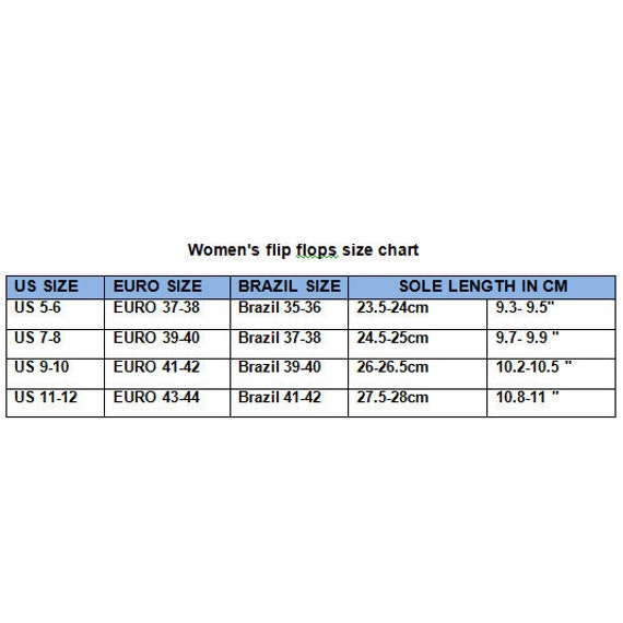 Womens Flip Flop Size Chart