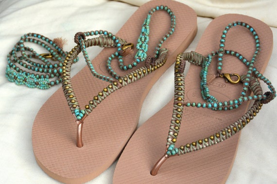 beaded flip flop sandals