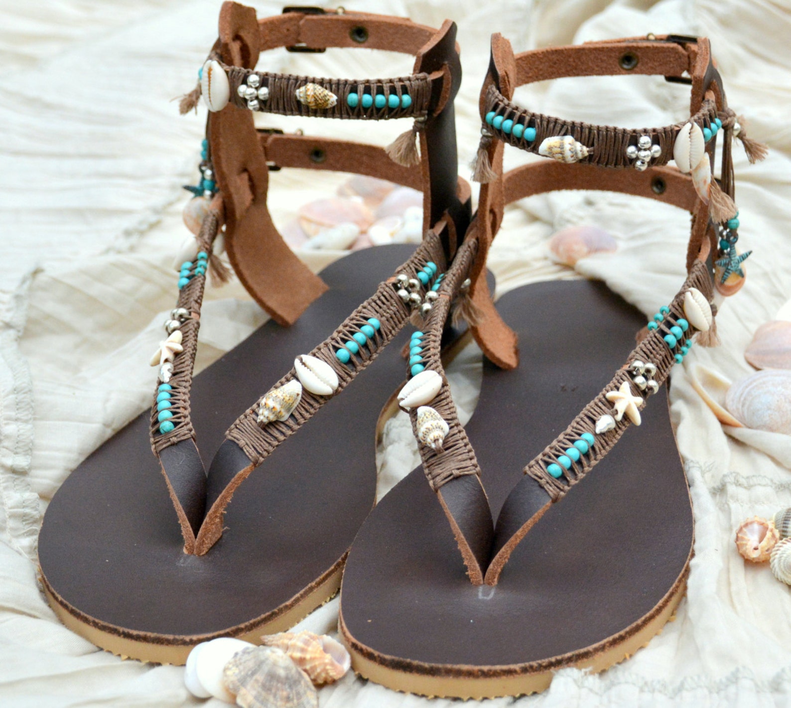 Boho Leather Sandals Gladiator Sandals Bohemian Sandals | Etsy