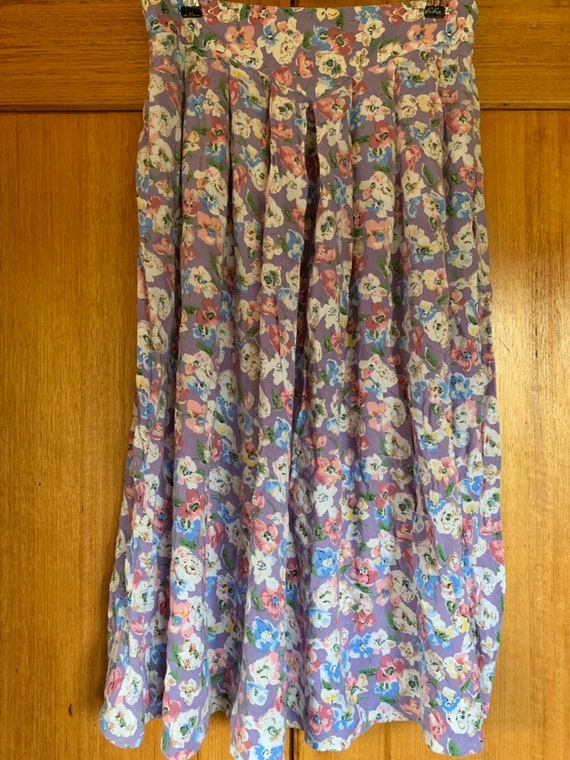 VINTAGE Floral Pastel Skirt | Size 14 | 1980s - image 1