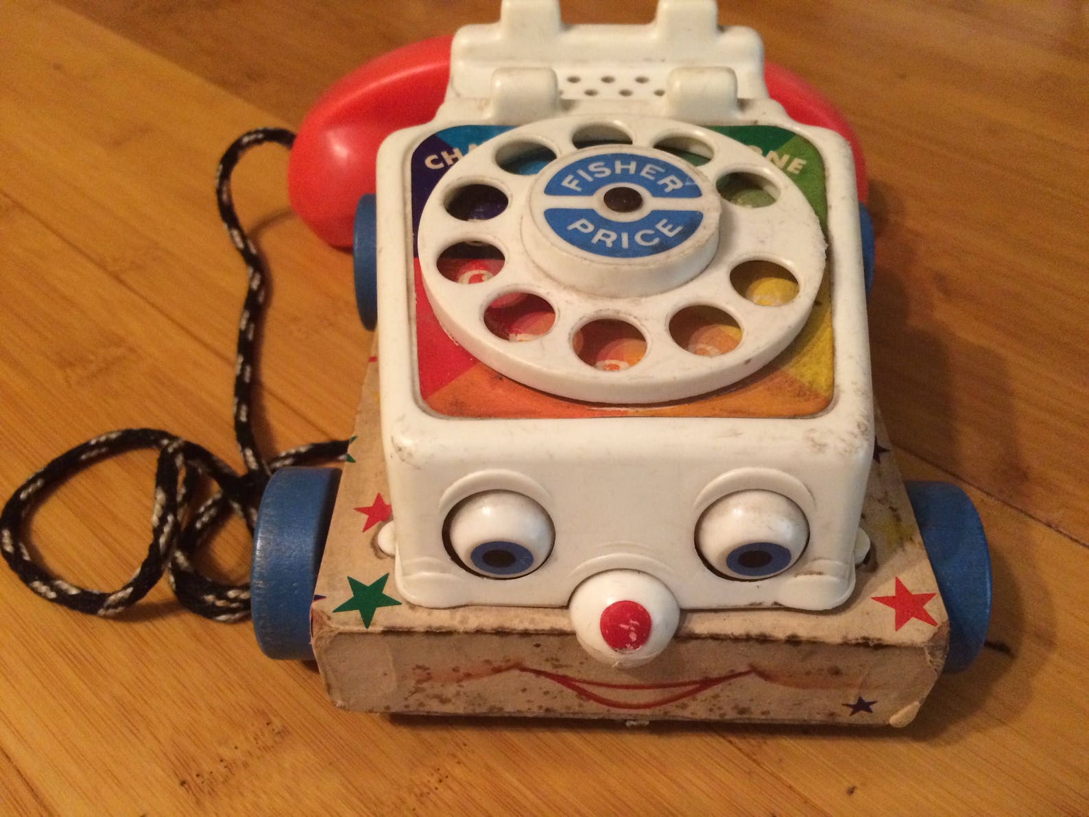 Vintage. Fisher Price Chatter Rotaty Phone. 1961. Wooden base. Etsy