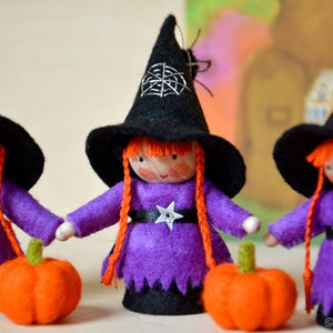 Witch handmade out of wool felt and wool. Waldorf inspired for on the nature table. image 4