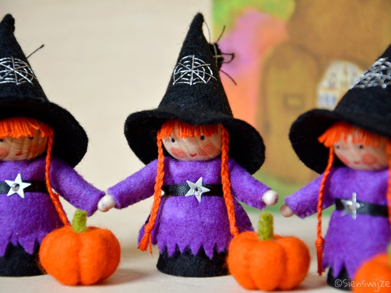 Witch handmade out of wool felt and wool. Waldorf inspired for on the nature table. image 4