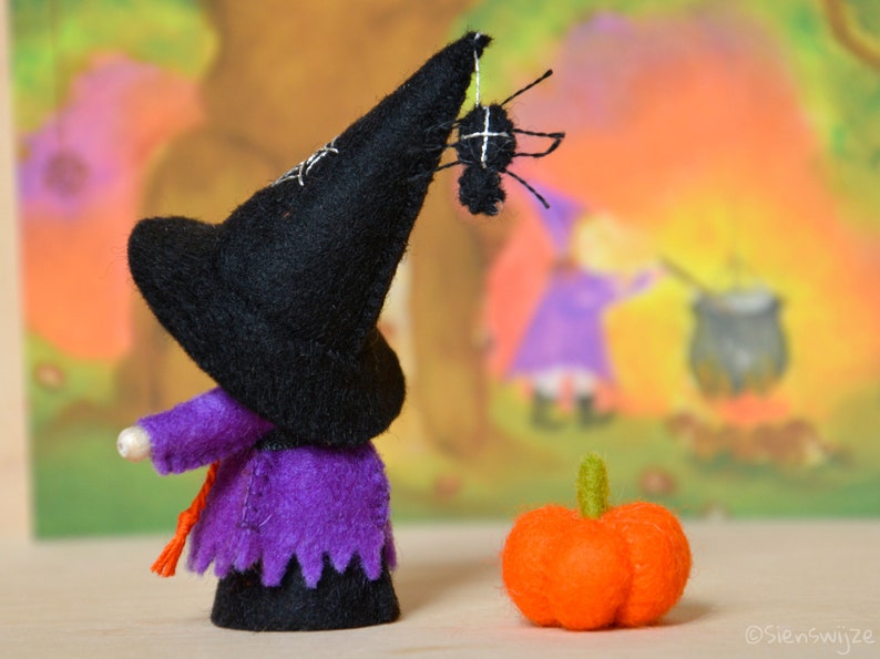 Witch handmade out of wool felt and wool. Waldorf inspired for on the nature table. image 2