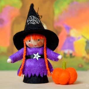 Witch handmade out of wool felt and wool. Waldorf inspired for on the nature table. image 1