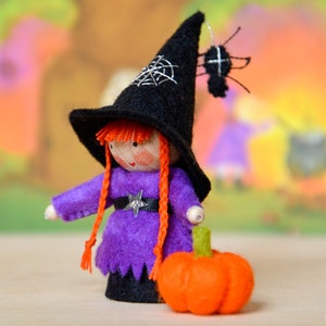 Witch handmade out of wool felt and wool. Waldorf inspired for on the nature table. image 3