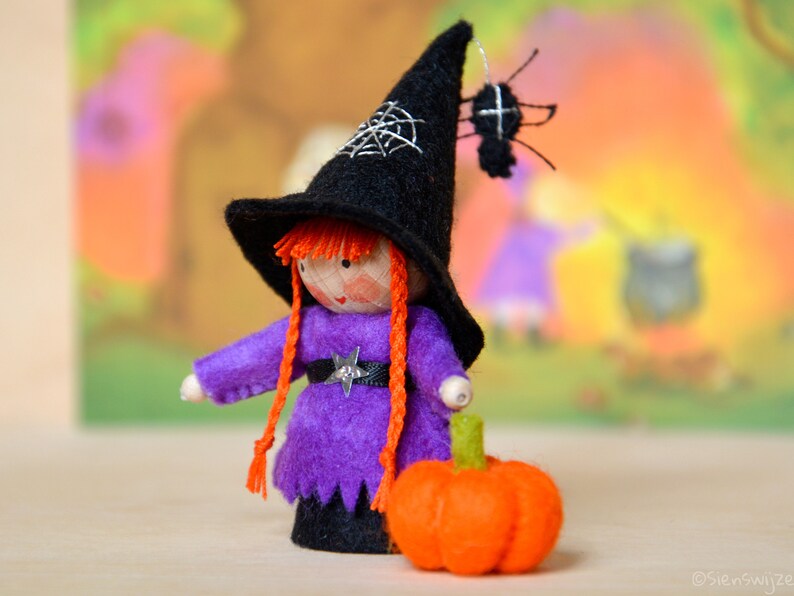 Witch handmade out of wool felt and wool. Waldorf inspired for on the nature table. image 3