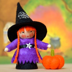 Witch handmade out of wool felt and wool. Waldorf inspired for on the nature table. image 7