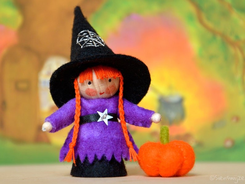 Witch handmade out of wool felt and wool. Waldorf inspired for on the nature table. image 7