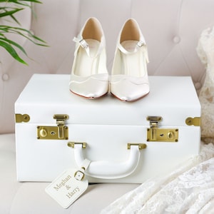 Baule portaoggetti in pelle per matrimonio personalizzato, bianco, scatola dei ricordi per matrimonio, regalo per sposi, coniugi, scatola per biglietti, regalo di nozze