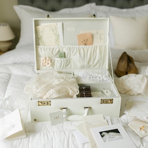 personalized wedding memory box | ivory white | wedding trunk | wedding keepsake case | wedding suitcase | large bridal trunk | bridal chest
