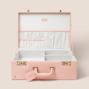 memory box | keepsake suitcase | large trunk | blush pink | personalised | new baby | vintage style | heirloom gift