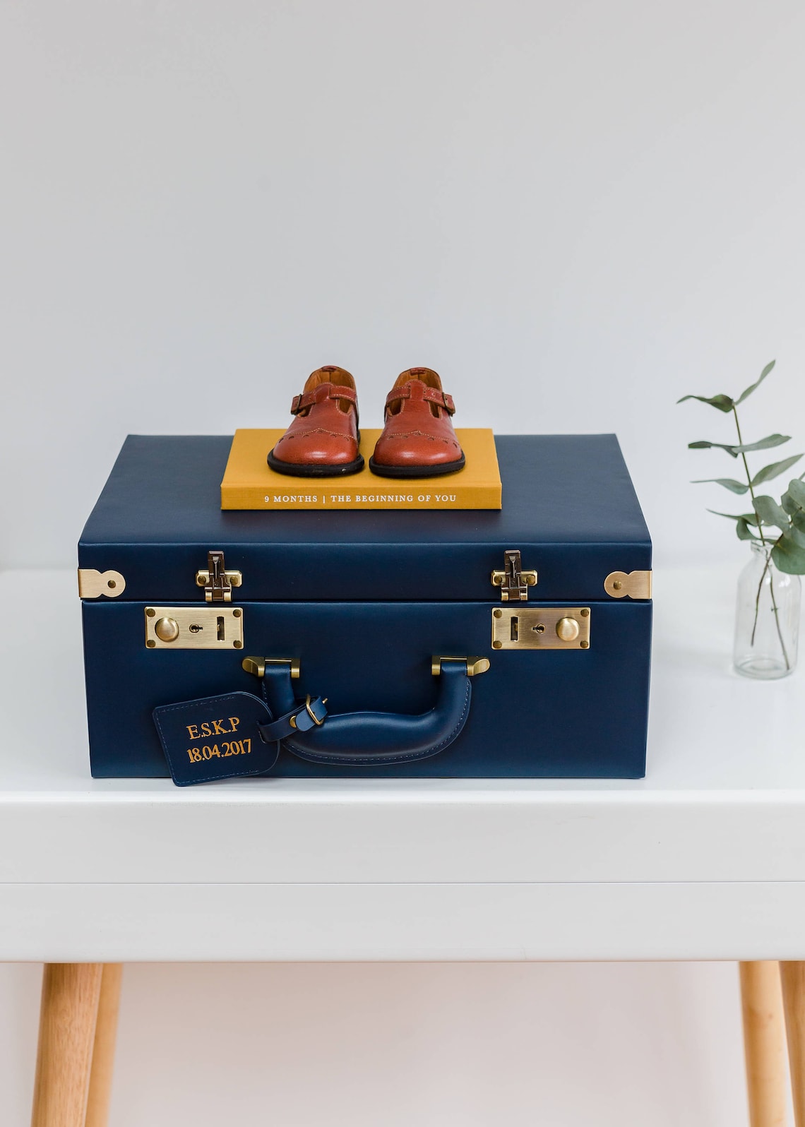 Baby Keepsake Suitcase Navy Blue Memory Box for Baby Boy Etsy
