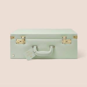 sage green keepsake suitcase| large | personalised | memory box