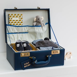 Baby Keepsake Box | Navy blue Memory Box | Gift for New Baby | Vintage Nursery Décor | Baby Boy Gift | Baby Shower Gift | Memory Trunk