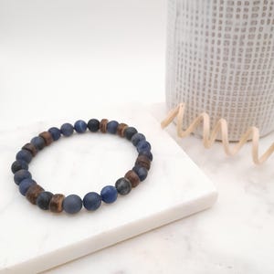 Men&#39;s bracelet made of natural blue Sodalite stone beads, gift for men.