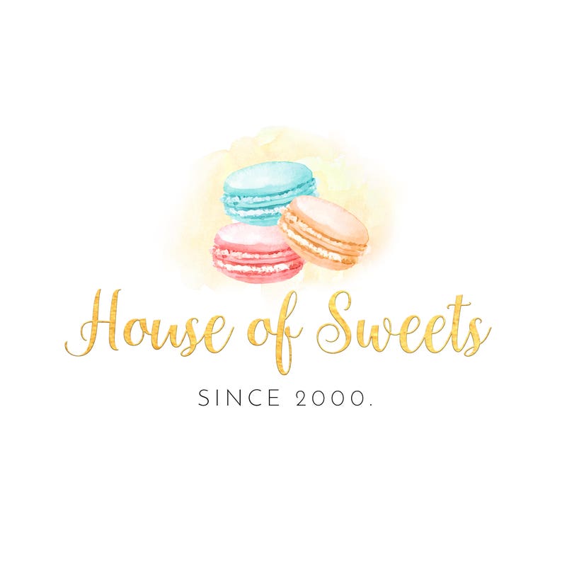 Premade Watercolor Logo Watercolor Cakes Floral Logo Etsy