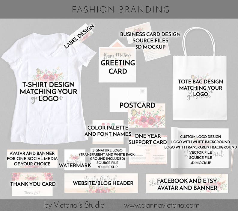 Custom Fashion Branding And Identity Business Card Design Etsy