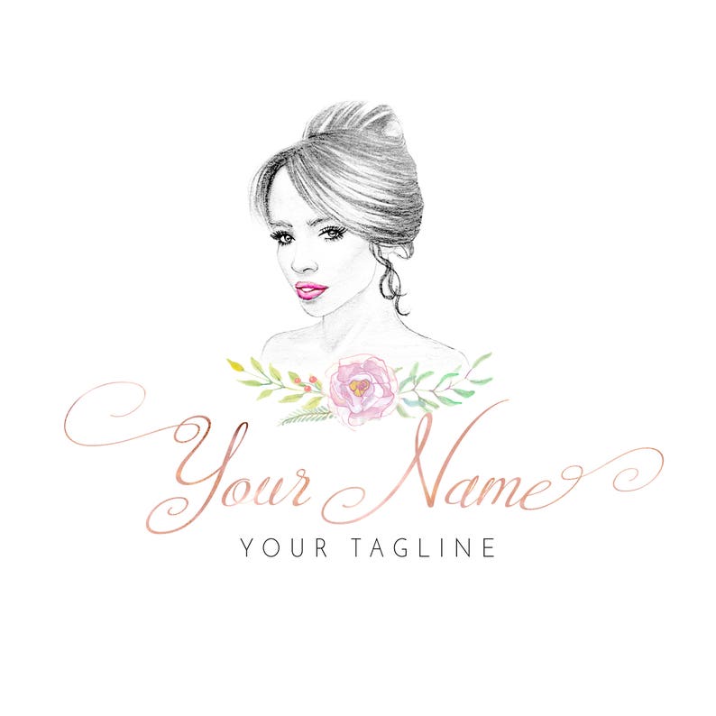 Beauty Watercolor Logo Makeup Logo Hairstylist Logo Etsy