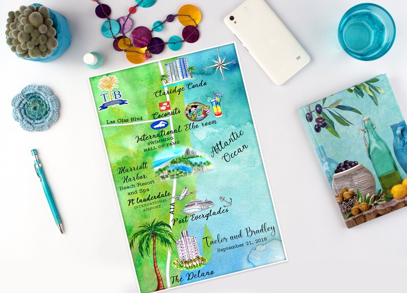 CUSTOM Wedding Map Watercolor Map Save the Date Wedding Illustration wedding logo wedding invitations watercolor illustration wedding logo